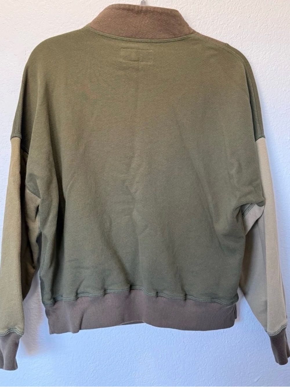 THE GREAT. Olive Tone Colorblock Half-Zip Pullover 2/M - Picture 3 of 7